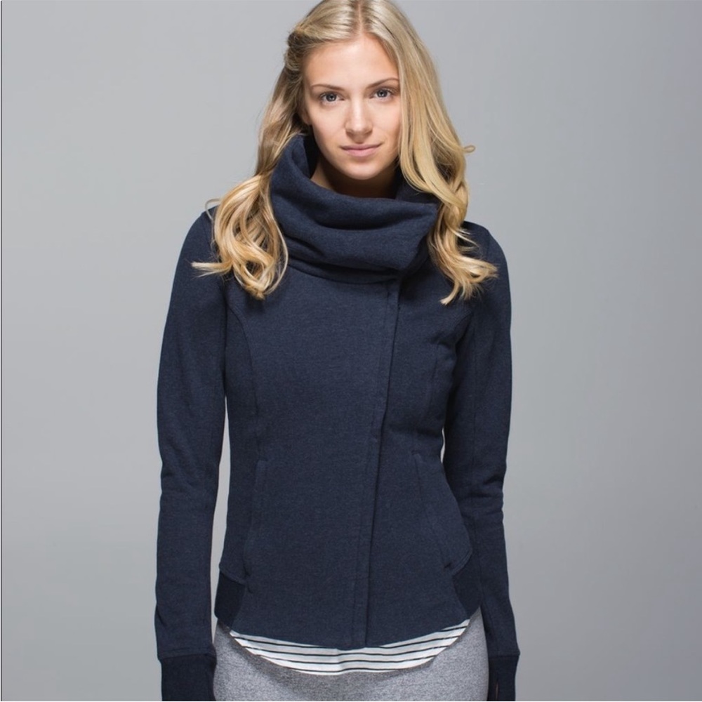 Lululemon Karma Collected Navy Blue Sweater Jacket Size 6